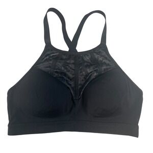 Victoria's Secret Black Mesh Leopard Sports Bra‎ 32B Criss Cross Back